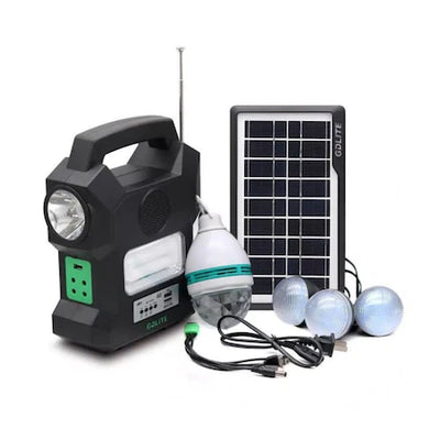 KIT SOLAR LANTERNA CU GDLITE GD-1000A, PANOU SOLAR, USB, BLUETOOTH, RADIO FM, MP3, LINTERNA LED, 3 BECURI, ALIMENTARE 220V.