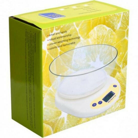 Cantar de bucatarie maxim 5 Kg Bol Inclus Display LCD ALB - Produs Recomandat 