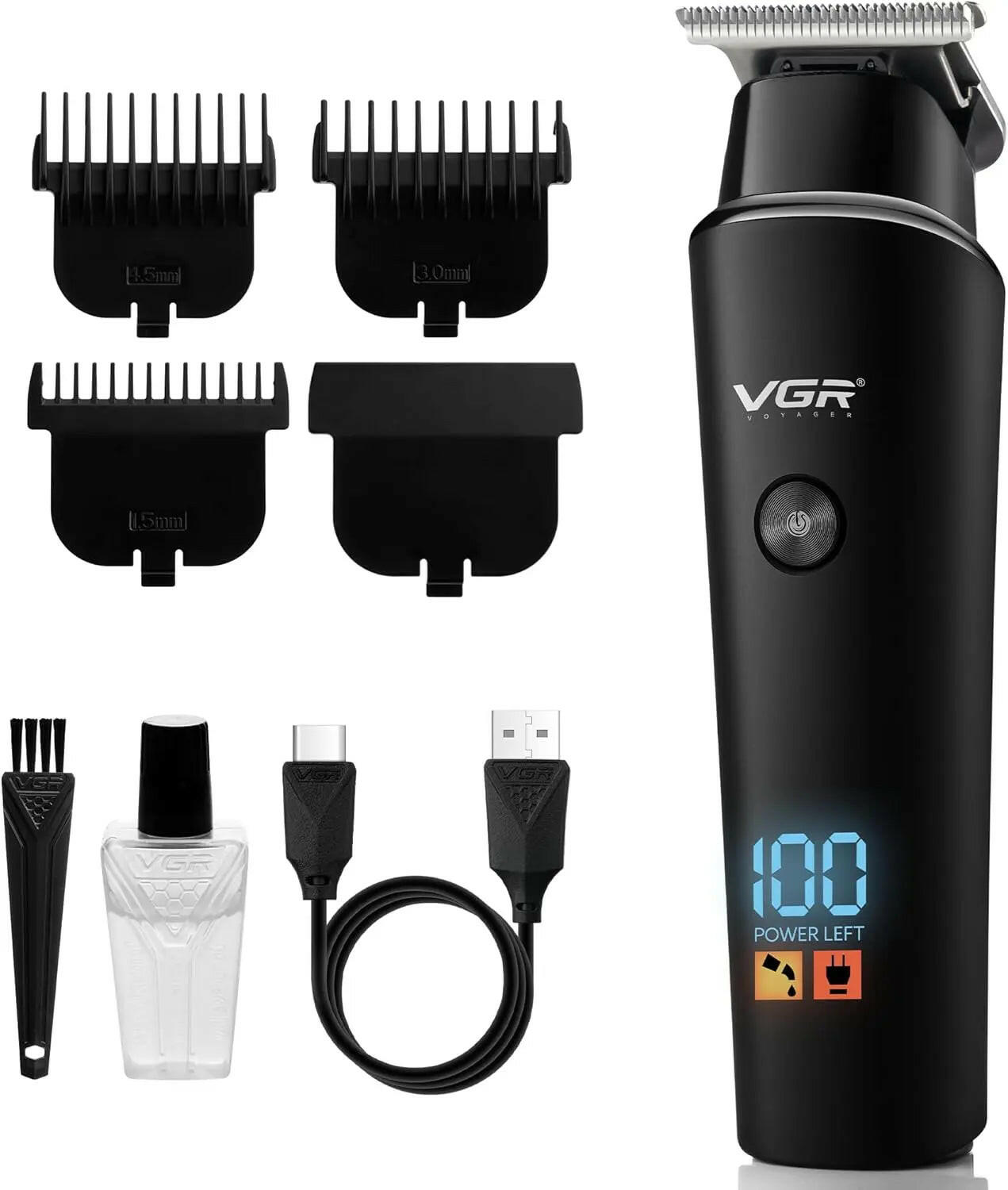 VGR V-937 Profesional Trimmer cu LED pentru Barba Aparat de ras electric reincarcabil cu baterie de 500 min Kit de ingrijire pentru miriste de precizie profesionale - Produs Recomandat 