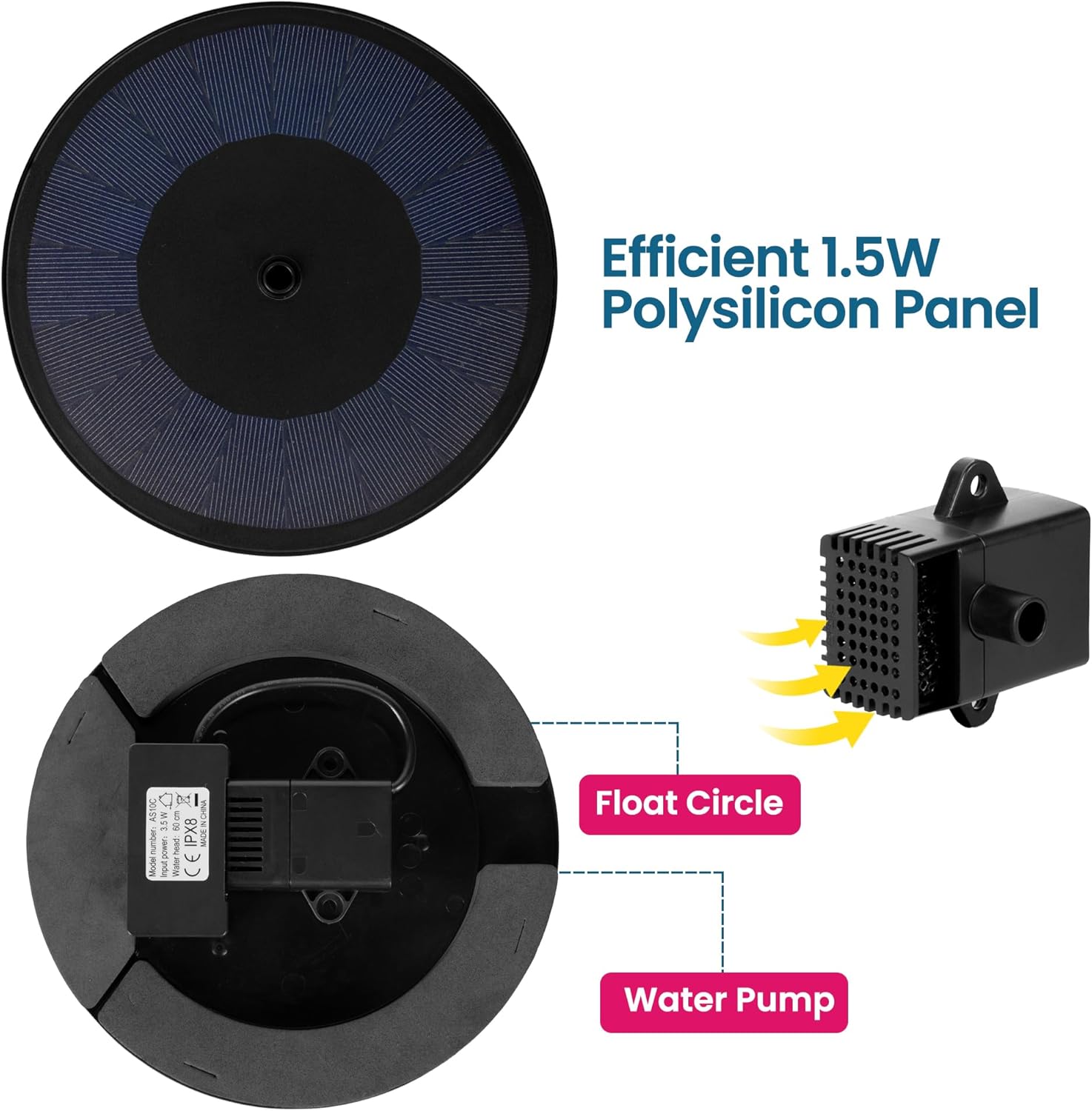 Fantana cu panou solar watherproof