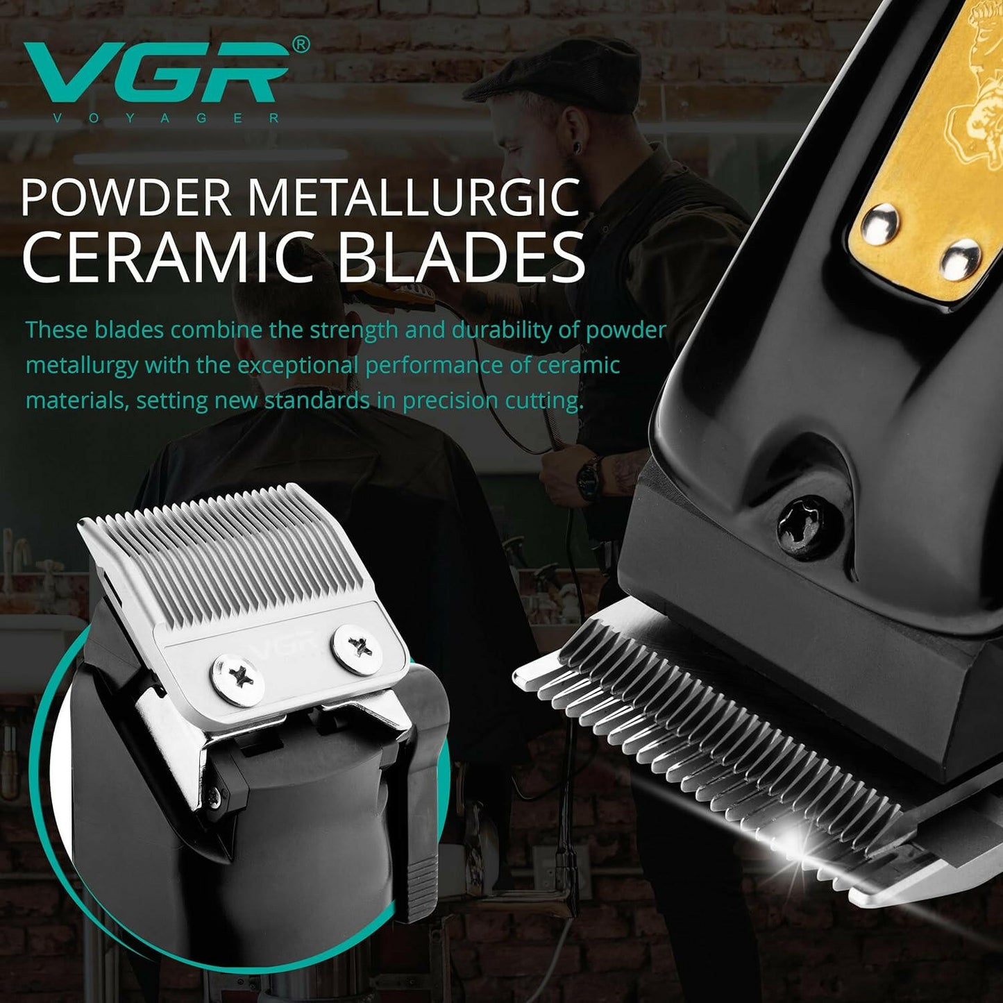 Aparat de tuns VGR V651 Premium Trimmer cu parghie conica si mod Turbo - Kit profesional Lame Ceramice Reincarcabila - Produs Recomandat 